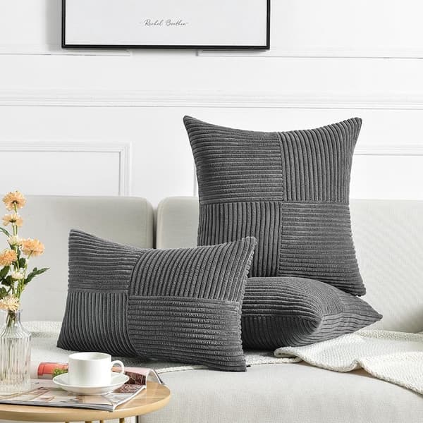 2 stk. dekorative pyntepudebetræk, grå, 45x45 cm, 2 stk., 2 stk. dekorative pyntepudebetræk til stue sofa seng