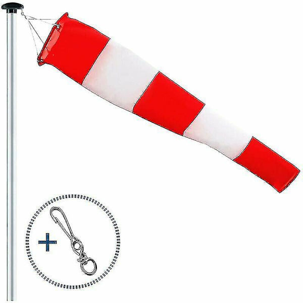 Vindsocka för utomhusbruk, vindriktningsindikator i rött och vitt 150x30x15cm. Upphängning och vridning, väderbeständig, vindriktningsindikator LÅNG