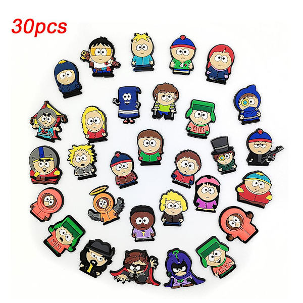 30 stk./sæt South Park Sko Dekoration Charms, Tegneserie Sko Charms Til DIY Klog Sandaler Armbånd Dekoration Sko Tilbehør Festgave