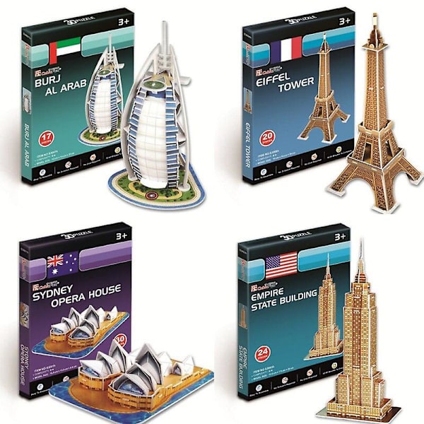 3D Papirpusles Ord Berømte Bygninger Tower Bridge Jigsaw Samlet Model Håndværk DIY Læringslegetøj Til Børn Voksne Gaver