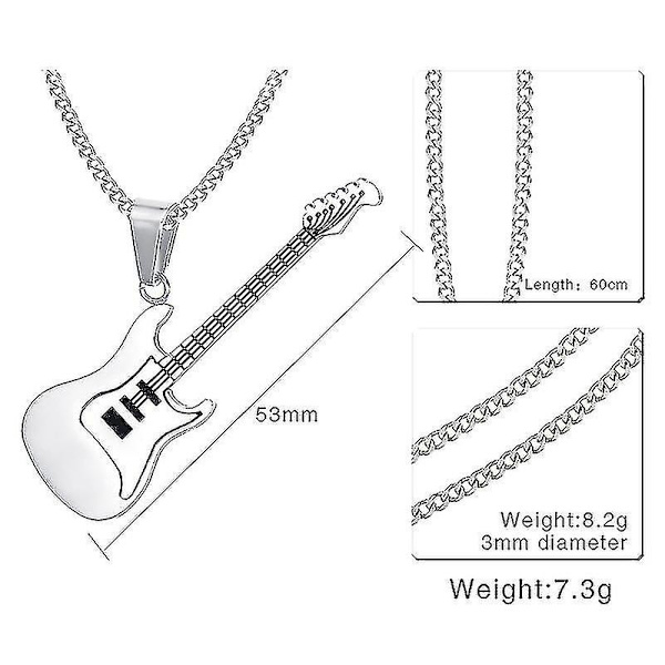 Mænd Musikalsk Smykker Rustfrit Stål Rock Hiphop Elektrisk Guitar Bas Vedhæng Halskæde Til Kvinder Unisex Smykker Kolye 24inch