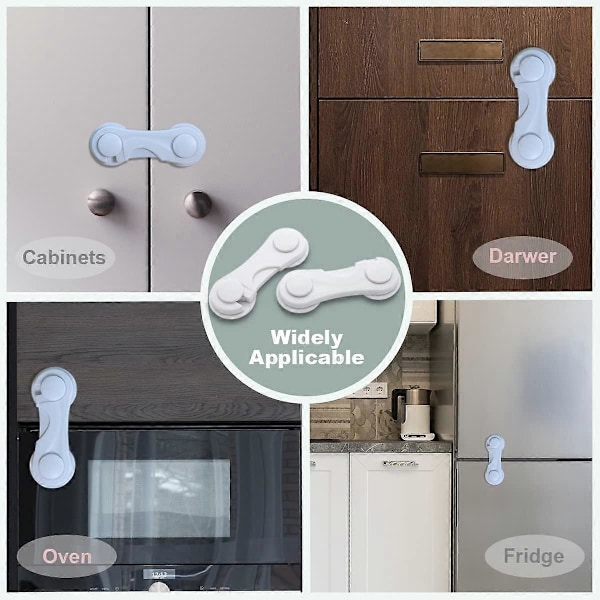 Skåpluckor för barnsäkerhet och barnsäkerhet, 4-pack skåpluckor med självhäftande