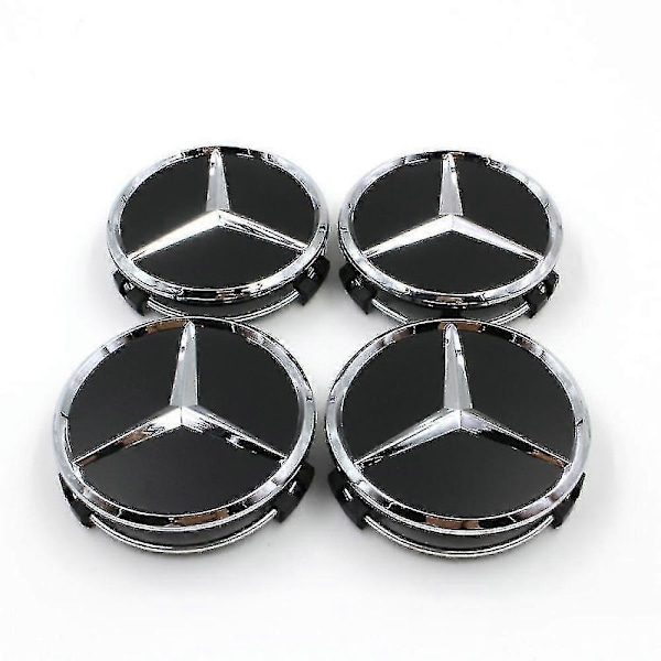 4-delt Deksel for Bilhjul, Benz Logo 75mm Hjul, Senterhjuldeksel Felglogo 3 Hjørner Felgmerke