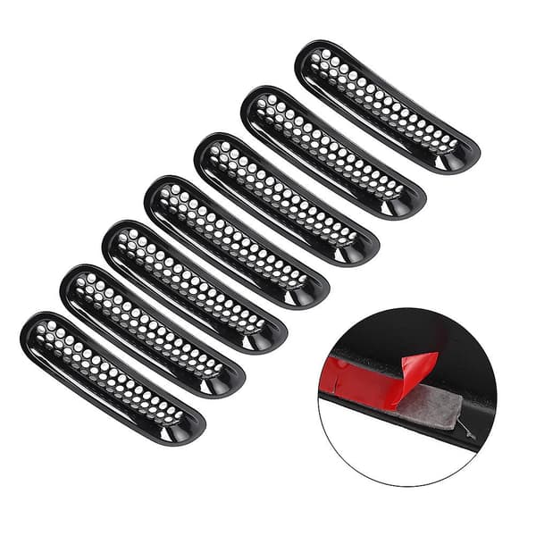 Forreste Bumper Sort Mesh Grill til Jeep Wrangler JK 2007 til 2017 - Sæt med 7 Dele