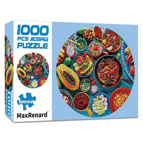 Maxrenard 1000 brikker rund form puslespill for voksne 70*70cm papir montering maleri kreative puslespill for voksne gaver