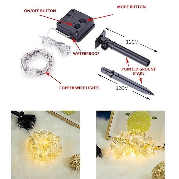10m 100l LED utomhus solcellslampor ljusslinga fe dekoration bröllopsfest girlang solcells trädgård vattentät för hem LED-dekor