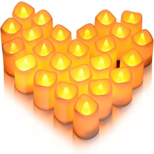 LED-kynttilät, teevalot 24 välkkyvää liekitöntä kynttilää Realistinen lämmin valkoinen