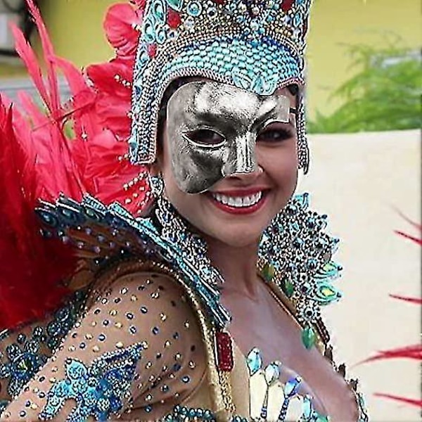 Maskeraddräkter för män, halvmask för vuxna för Halloween, jul, Mardi Gras, cosplay-fest