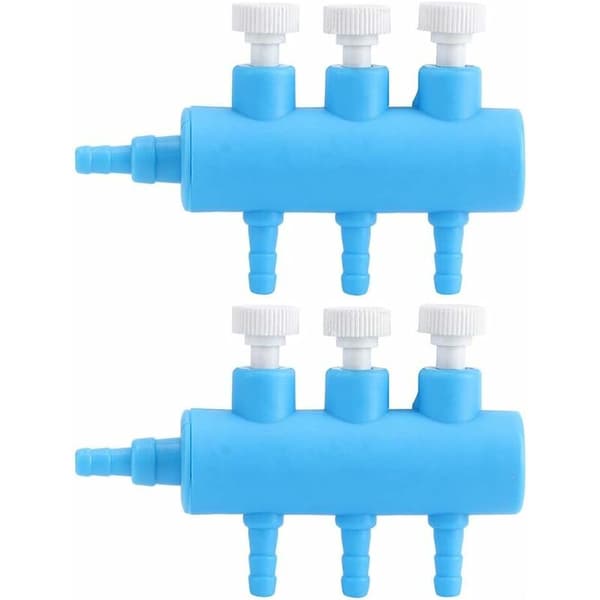 Akvarieluftpumpens bypassventil, akvarium plast syrepumpadapter (3-vägs 2 st)