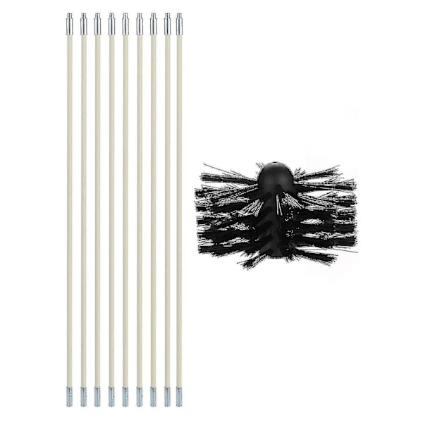 1 set praktisk skorstensborste flexibel stång nylon