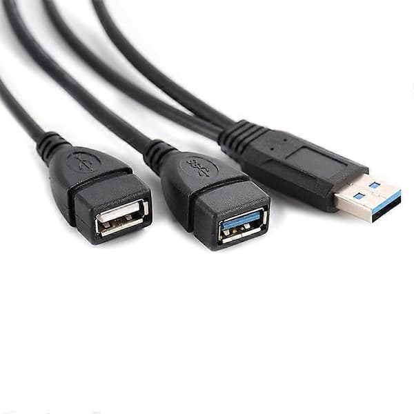 USB 3.0 Y Splitter Kabel, USB 3.0 Type A Hun til Dobbelt USB Han 1 til 2 Samtidig Data Opladnings Konverter Y Forlængerkabel