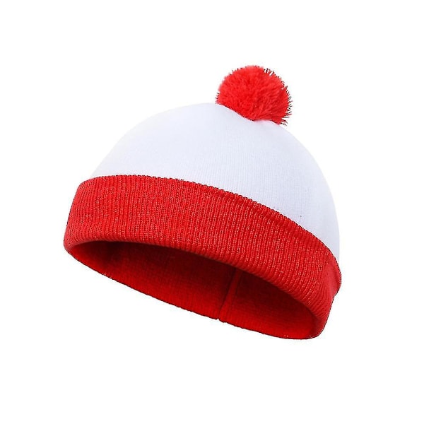 Wally Hatt Rolig Waldo Röd Vit Stickad Mössa För Jul Halloween Cosplay Rekvisita Fina Julklappar Genomsnittlig Storlek