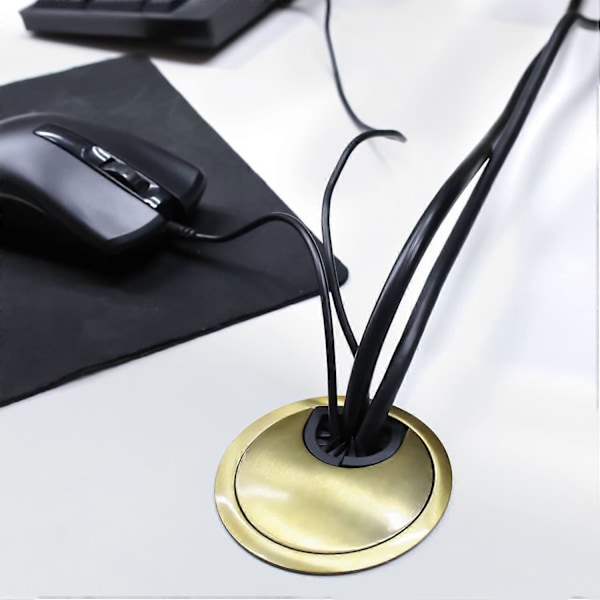 60 mm Noble Kabelgjennomføring | Kabelhull Deksel for Skrivebord og Benkeplater | Materiale: Sink Legering 2 Stykker (Bronse) - DKSFJKL