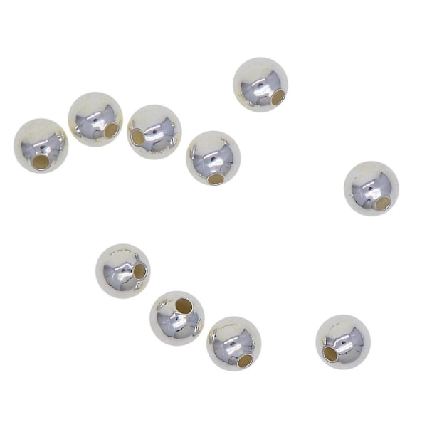 10 st 925 Sterling Silver Spacer Pärla Diy Craft Supply  Rund Slät 10mm