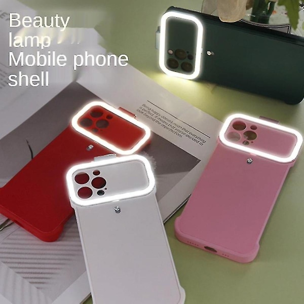 Etui til iPhone 12 med ringlys for selfie (lyseblå)