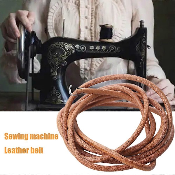 2 STK 175cm Hjemme Pedal Symaskin Lærbelte Antikke Tråpedal Deler + Krok For Singer Symaskin