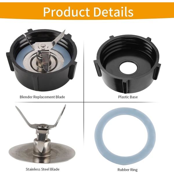 3 PCS Blender Reservedeler Kit, Blender Juicer Tilbehør Juicer Blad + Vaskemaskin + Base