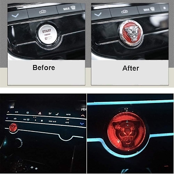 Nyckelfri bilmotor Start Stop-knappskyddsskal för Jaguar XF XE XJ E-PACE F-PACE