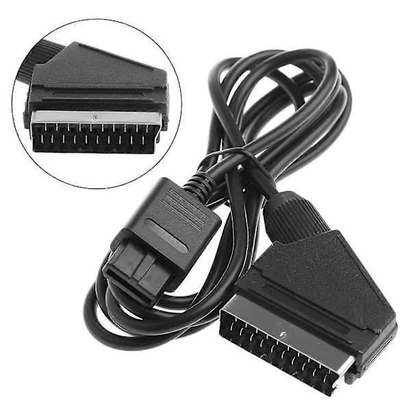 1,8 m RGB Audio Video AV A/V TV Scart Stik Kabel Til 64 N64 SNES til NGC NTSC Gamecube Spillekonsol Ledningstilbehør Sort