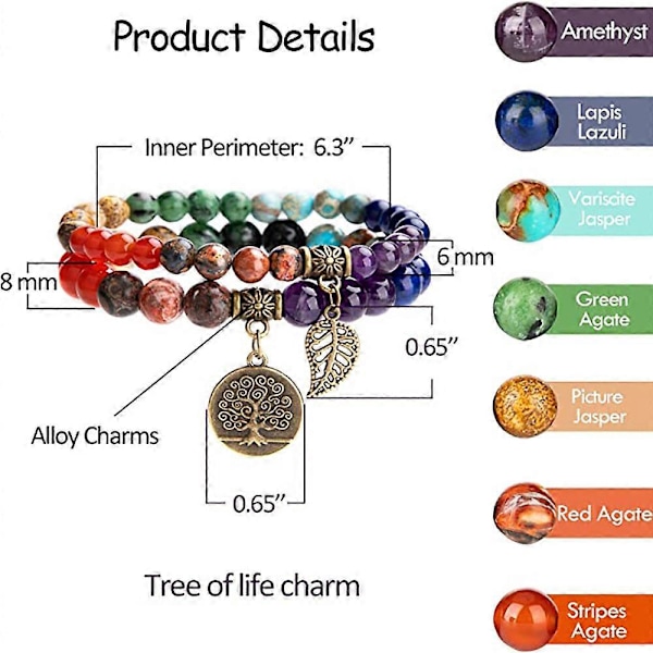 stykker af naturlige krystal dobbelt chakra armbånd