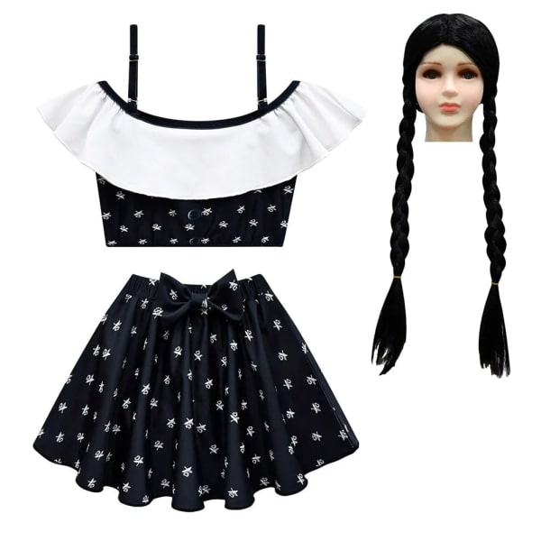 Adams Cosplay Dragt Wednesday Piger Badedragt Nederdel Kjole 140cm 140cm