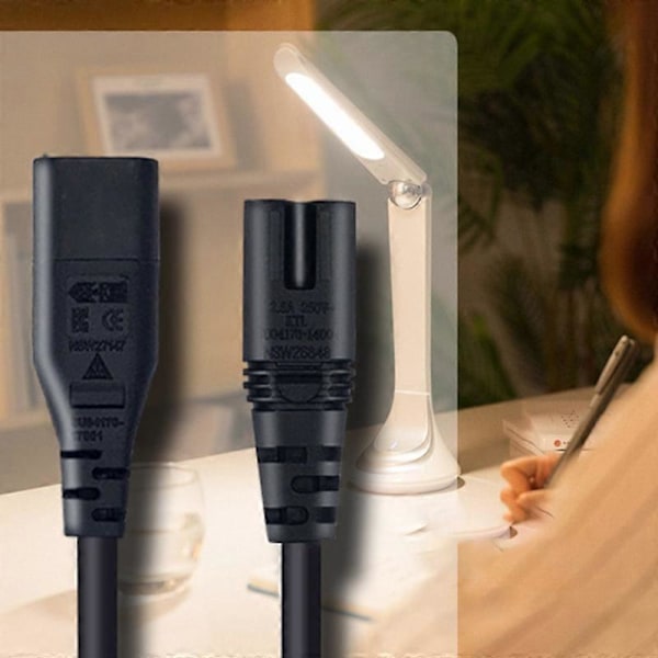 Strømforlengelseskabel, IEC320 C7 til C8 Strømadapter Forlengelseskabel med bryterkontroll med \"8\" Int