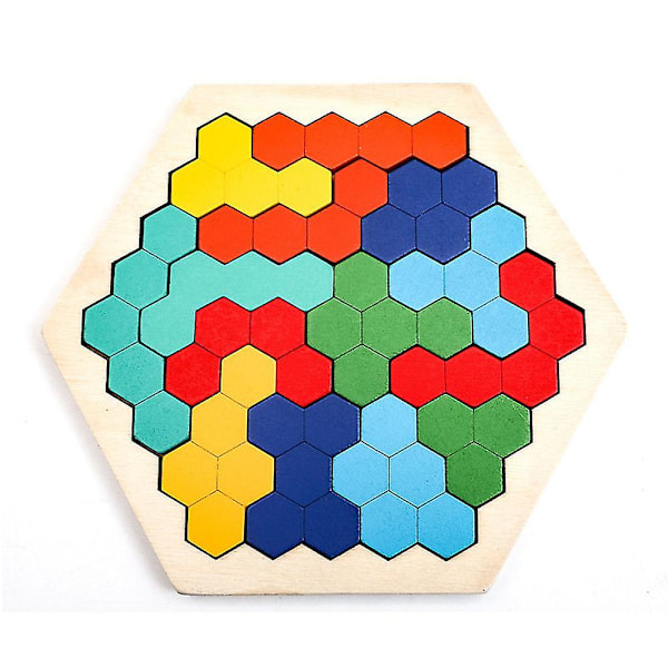 Hexagon Pussel Form Block Tangram Hjärngympa Iq-spel Barn Utbildande Leksaker Barns intellektuella utveckling