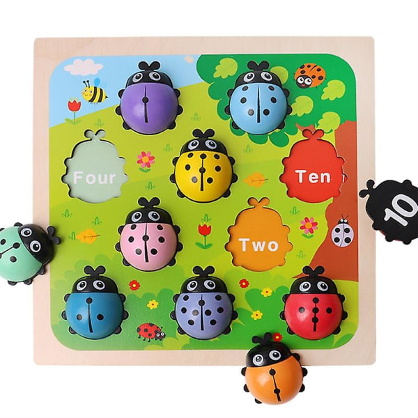 1 Set Nyckelpiga Leksaker Tecknad Interaktiv Trä Antal kognition Pedagogiska leksaker för barn