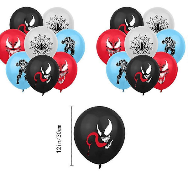Nya Venom Födelsedagsfest Dekorationer Tillbehör Grattis På Födelsedagen Banderoller Ballonger Tårta Toppers Set