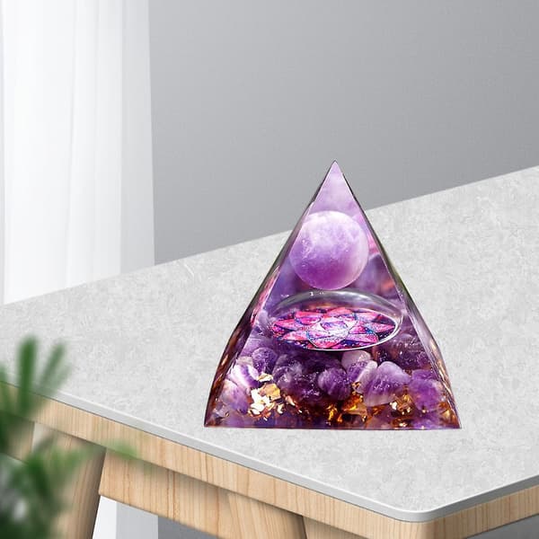 Amethyst Orgon Pyramide Lilla Meditation Krystaller Helbredende Sten