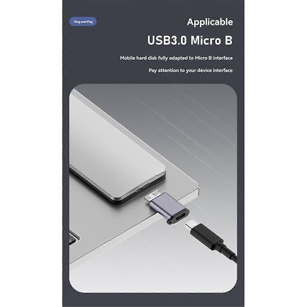 Micro-B Hane till Typ C Hona Adapter Typ-C USB3.0 Micro-B Kontakt för Extern Hårddisk HDD Kabeladapter