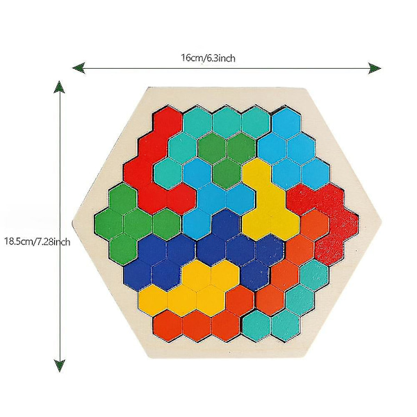 Hexagon Pussel Form Block Tangram Hjärngympa Iq-spel Barn Utbildande Leksaker Barns intellektuella utveckling