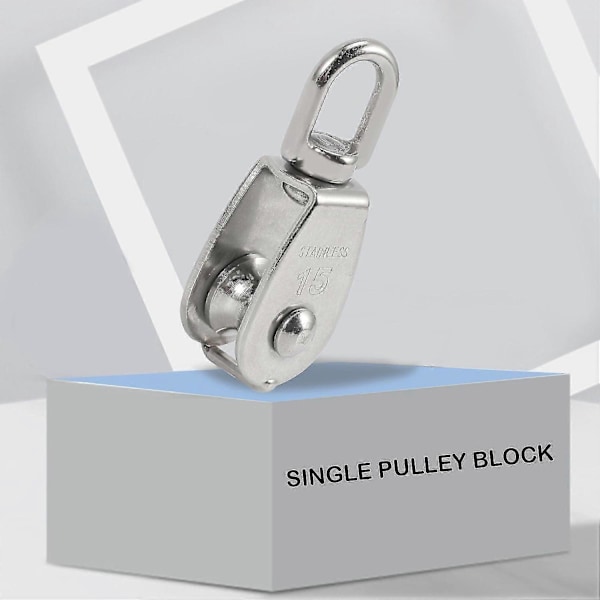 4 st Enkel Hjulblock M15 Rostfritt Stål Liten Hjulrulle För Repsladd I Vridbar Silver Pu S