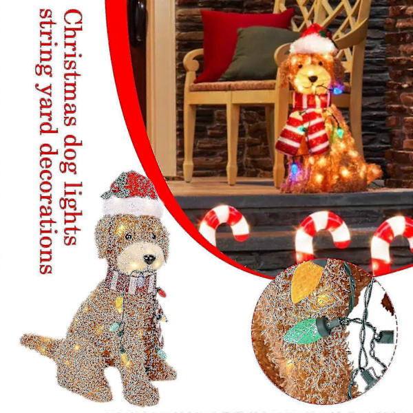 Julepynt med fluffy doodle-hunder med LED-lys
