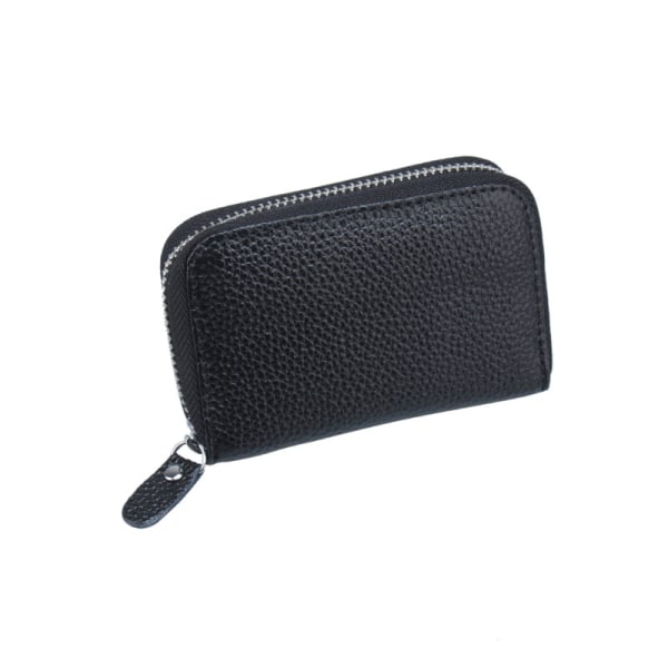 Kreditkortshållare i läder Zip-plånbok med 26 kortplatser, Organ Zip Card Organizer (svart, 4,5" x 3")