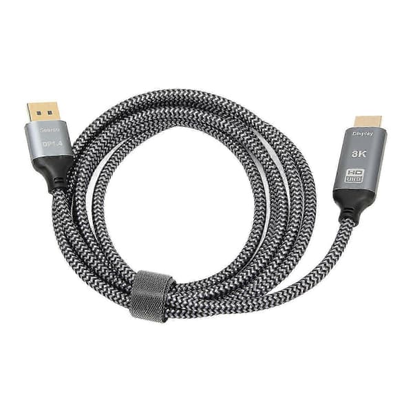 8K HDMI 2.1 - DisplayPort 1.4 -sovitinkaapeli - Uros-naarasliitin