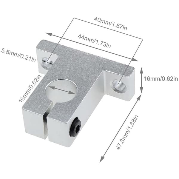 4x SK16 Lineær Akselstøtte 16mm CNC Lineær Bevægelse Kugleglideenheder Akselstyreskinne Støtte til 3D Printer Multi-Akse Maskine