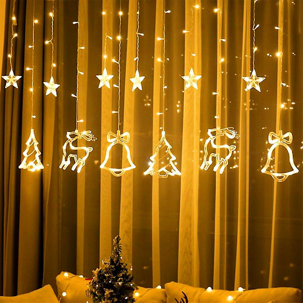 138 LED-gardinlys juletre elg lysslynge juledekorasjon
