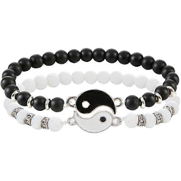 Yin Yang Matchende Armbånd for Par, Justerbare Vennskaps-BFF Armbånd, Bestevenn Yin Yang Smykker, Sett med 2