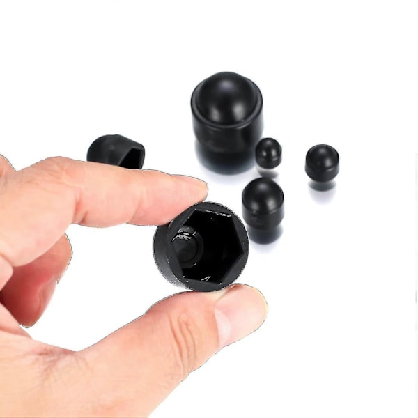 145 stycken Bultöverdrag Skruvlock, Plastkupolmuttrar, Sexkantig Mutterskydd, Bultlock Svart Bultmutter - M4/m5/m6/m8/m10/m12-CE