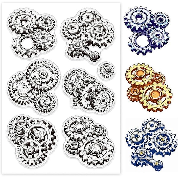 Tredimensjonale Tannhjul Klare Stempler Mekaniske Tannhjul Silikon Klare Stempel Forseglinger Steampunk Transparente Stempler for DIY Scrapbooking Kortlaging Foto A