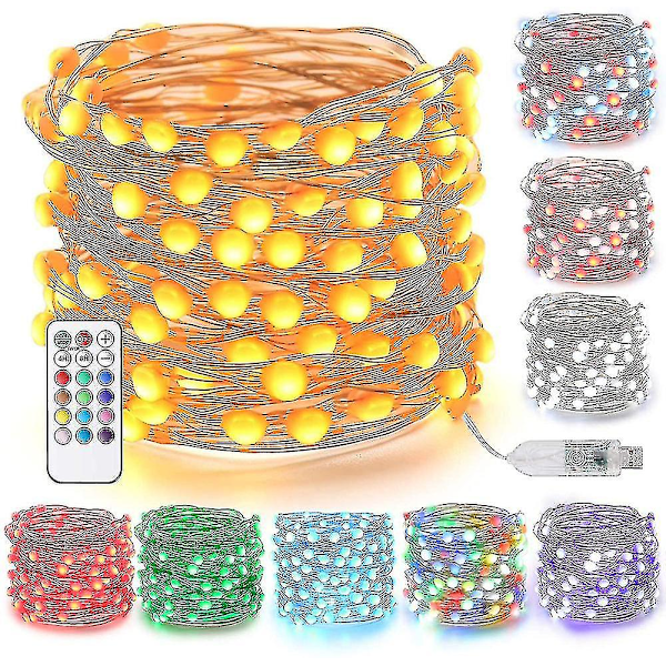 Färgväxlande Stränglampor 33ft 50 Led Större Färgväxlande Usb Stränglampor Med Fjärrkontroll, Orange Halloween Blinkande Fairy Led Stränglampor