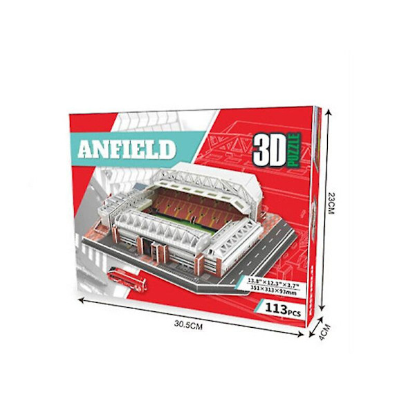 3D-papirpuslestadion i Anfield, Liverpool, 3D-puslespilmodel, legetøj, ornamenter, gaver, stor størrelse