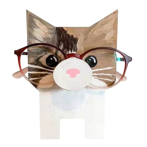 Dyrehodet Glassholderstativ 3d Trestativ for solbriller Brille Cat