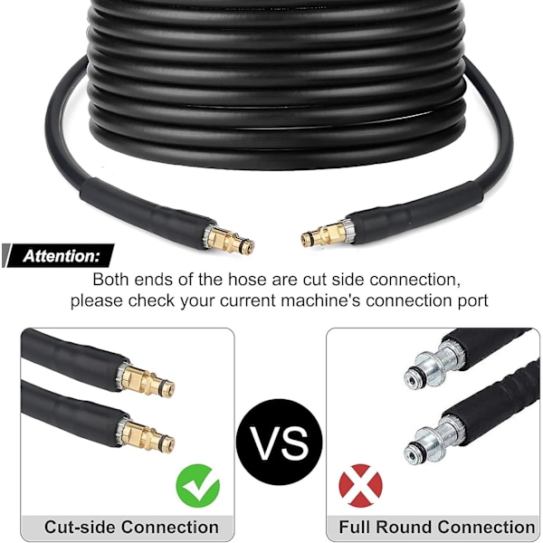 10m trykslange til højtryksrenser til Karcher K-serie højtryksrenser K2 K3 K4 K5 K6 K7 Click Plug Quick Connector(10)