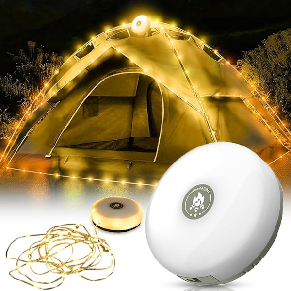 Vanntett LED-lyslenke for utendørs, Bærbar sammenleggbar lysstripe, IP44 Vanntett Campinglyslenke, Inntrekkbare LED-teltlys for