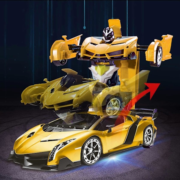 Fjärrstyrd Transformationsbil Robotleksak med Ljus Deformation RC Bil 2.4Ghz 1:18 Laddningsbar 360° Rotering Stunt Race Bil Leksaker för Barn Pojkar Flickor Ålder