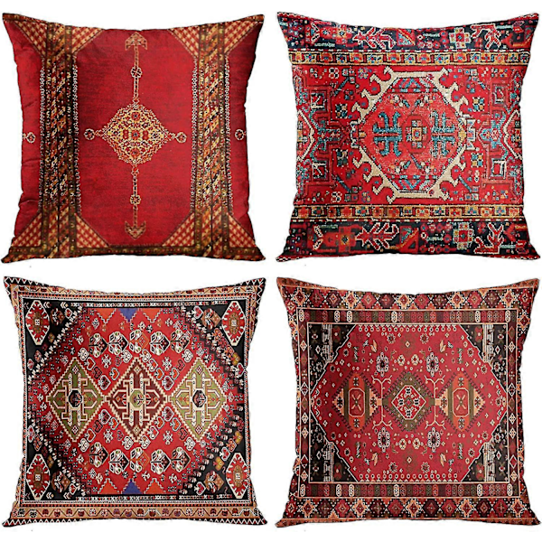 4-osainen setti Vintage Punainen Kukka Turkki Persialainen Matto Pellava Tyynynpäällinen Koti Tyyny Tyynynpäällinen Geometrinen Persialainen Kilim Kodin Sisustus 4 Osaa