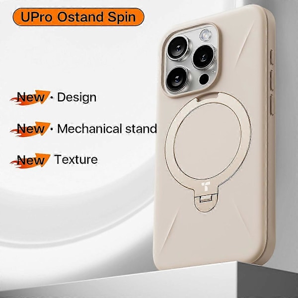 TORRAS Ostand Q Pro -sarjan iPhone 15 Pro -kotelo jalustalla, TPU+PC-puhelinkuori, yhteensopiva