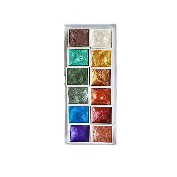 12-färgs metallisk akvarellfärg pigment transparent underpaket set 243792